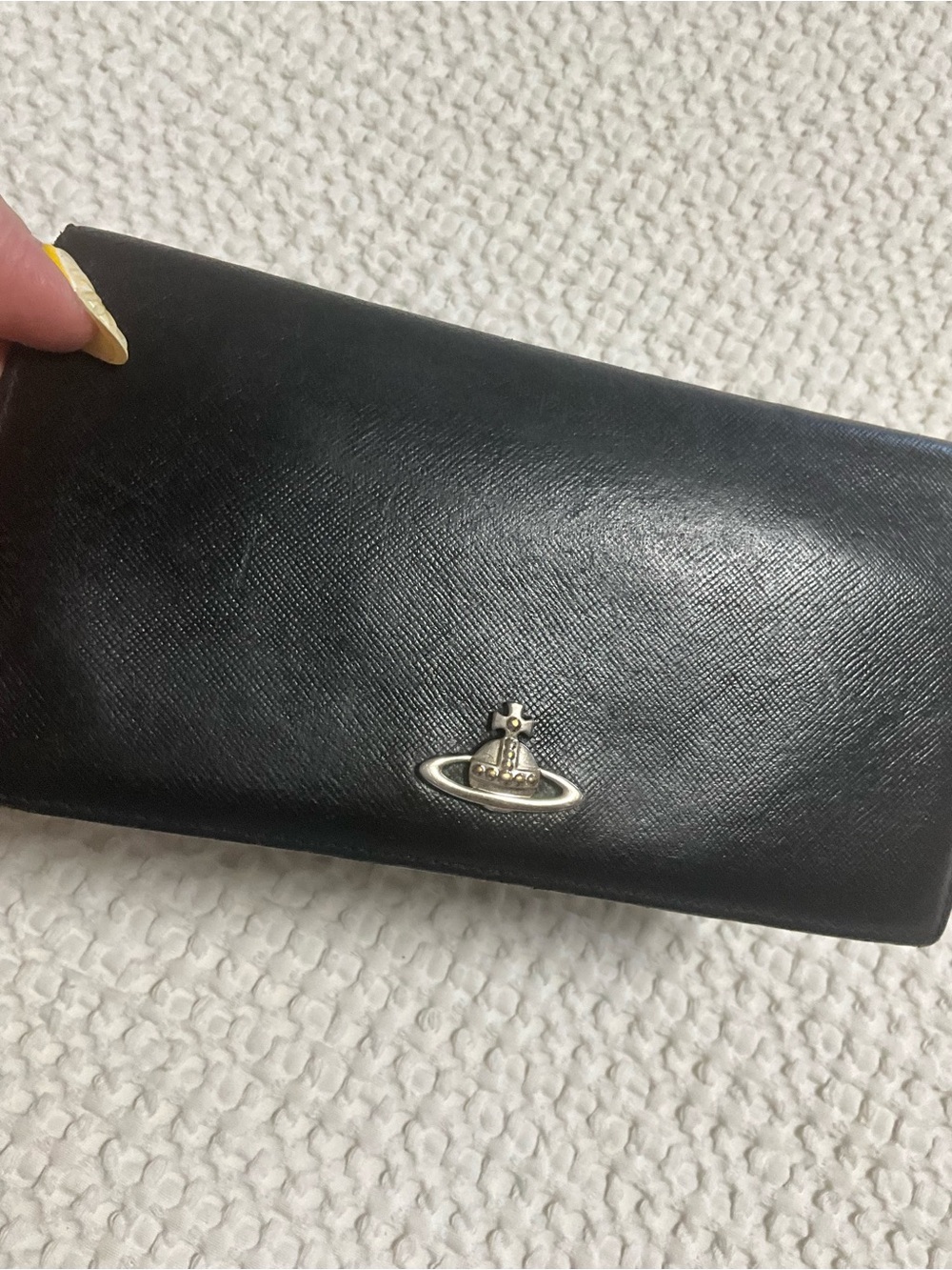 Vivienne Westwood Black Leather Continental Wallet with Silver Orb